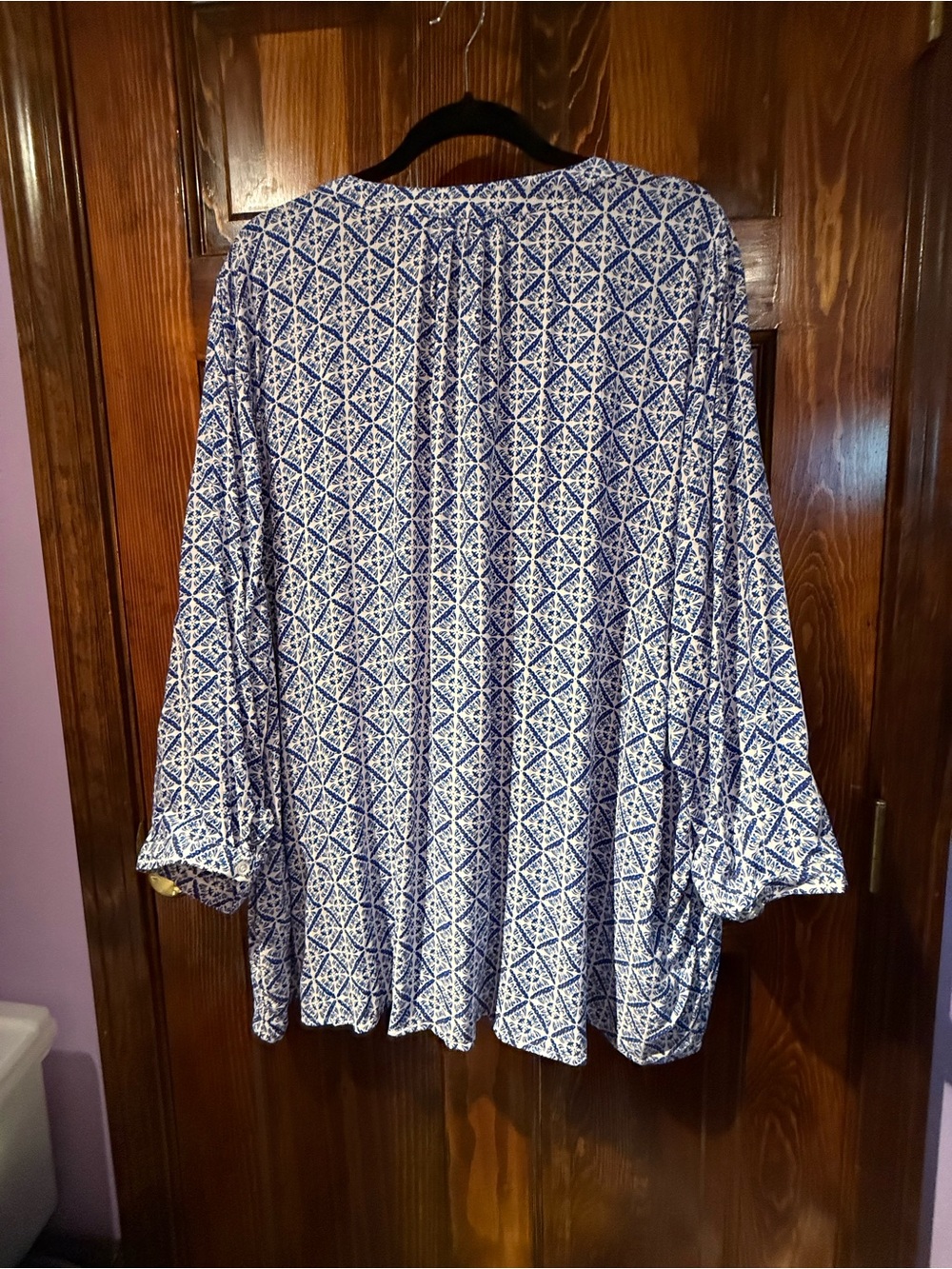 JNY Collection Blue & White Printed Women's Tunic - Picture 7 of 9